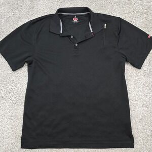 SCOTTeVEST Mens Travel Tech Polo Shirt Black Utility Pockets Size L Minimalist